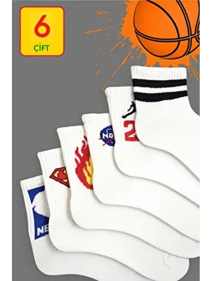 Kadın Erkek 6 Çift Desenli Uzun Pamuklu Soket Çorap – Sneaker Uyumlu Kolej Tarzı
