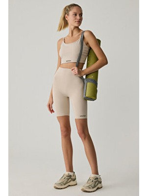 Sılvanna Kadın Midi Dar Paça Sportswear Bisikletçi Taş Rengi Tayt