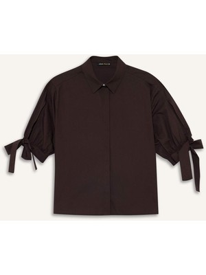 DeFacto %100 Pamuk Regular Fit Bağlama Detaylı Poplin Gömlek F9139AX25WN