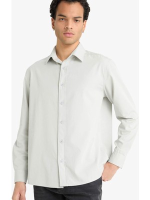 DeFacto Regular Fit Polo Yaka Dokuma Uzun Kollu Gömlek F6341AX25AU