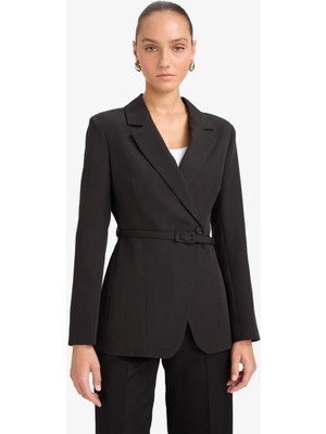 DeFacto Regular Fit Düğmeli Kemerli Blazer Ceket F9478AX25WN
