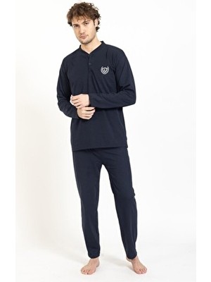 Lukitus Erkek Pamuklu Pijama Takımı Relaxed Siluette Düz Desenli Büyük Beden
