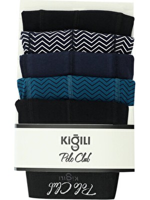 Kiğılı 5'li Pamuklu Likralı Rahat Esnek Boxer Seti