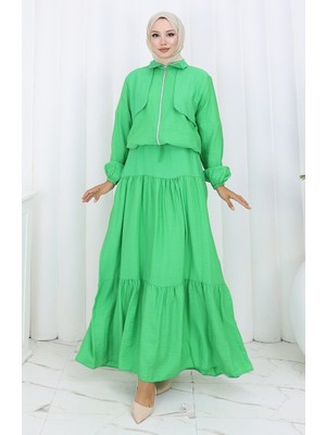 Kolu Lastikli Fermuarlı Ikili Takım 0129-19 Yeşil