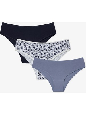 Blue Autumn Yaprak Desenli Düşük Bel 3'lü Slip Külot
