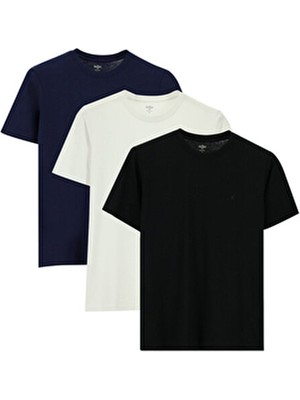 Kiğılı Bisiklet Yaka Regular Fit %100 Pamuk 3'lü Tişört Seti