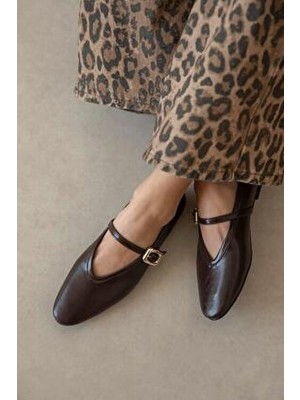 Stony Kadın Kırışık Deri Babet Kahve