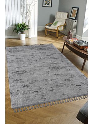 Valery Home Yıkanabilir Kaymaz Taban Salon,Oturma Odası,Mutfak,Antre,Koridor Halısı Violet Antrasit
