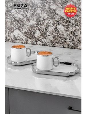 Ruby 2'li Porselen Kahve Fincanı Takımı 90 ml Platin