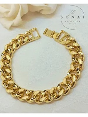 Sonat Collection Vip Seri Xupıng 19 cm 14 K Gold Gurmet Bileklik, Solmaz ve Alerji Yapmaz Çelik Malzeme