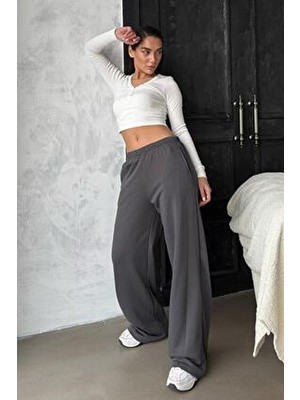 Madmext Füme Bol Paça Kadın Eşofman Altı L Pamuk - Polyester Günlük Stil Rahat Kullanım