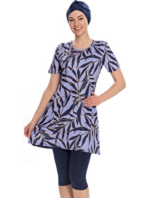 Kısa Kollu Yarı Kapalı Mayo 201-501 Lila