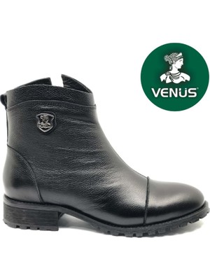 Venüs Marsel Hakiki Deri Düz Kaymaz Taban Ortopedik Kadın Bot