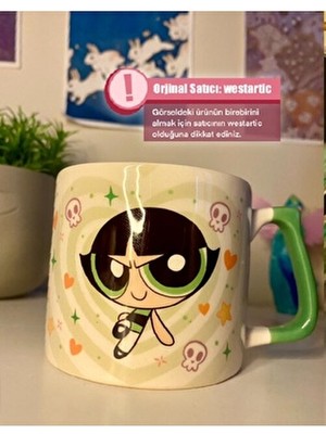 Westartic Powerpuff Girls - Buttercup Kalp Detaylı Kupa Bardak Kahve Fincanı