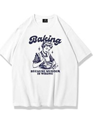 Unisex Baking Tshirt Beyaz