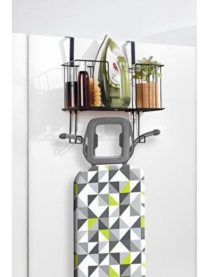 Orvila Kapı Arkası Asılabilir Metal Ütü Askılığı Siyah Renk Modern Tasarım 32cm Yükseklik 34cm Genişlik