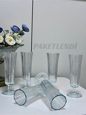 Valeria Çizgili Ayaklı Kristal Kahve Yanı Flüt Bardak 140ML