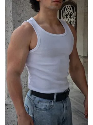 Liber Beyaz Erkek Fitilli Atlet - Pamuklu Esnek Kumaş ile Sporcu Kesim Rahatlık Sunar