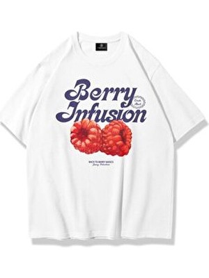 Trendiz Kadın Berry İnfusion TShirt Beyaz Kısa Kol Pamuklu Günlük Stil Rahat Kullanım İçin