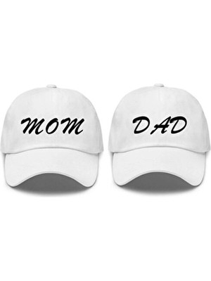 Mom & Dad Baskılı Çift 2' Li Çıt Çıtlı Şapka