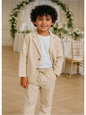 Erkek Çocuk Keten Ceketli Spor Takım Elbise/ Gösteri /özel Gün/mezuniyet Spor Takım Elbise