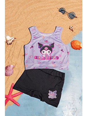 Beniizle Desenli Kız Çocuk Bikini Takım