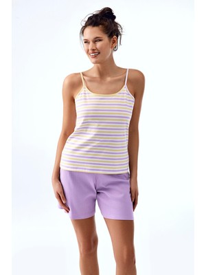 Brix Kadın Ince Askılı Pijama Takım Lila Renk