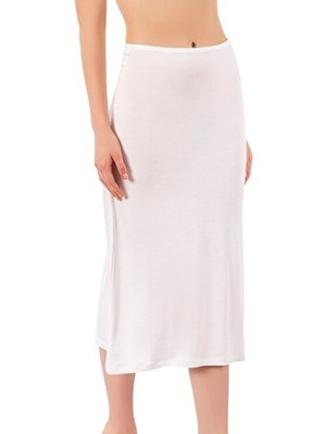 Lirona LİRONA Kadın Viskon Diz Altı Uzun Etek Astar Jüpon Kombinezon %96 Viskon 2XL Beyaz