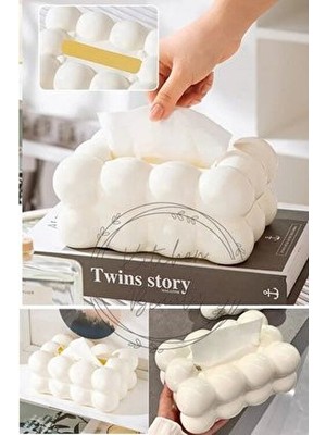 Kitchen Beauty Iskandinav Tarz Bulut Şeklinde Dekoratif Masaüstü Peçetelik Beyaz Plastik Malzemeden Yapılmış