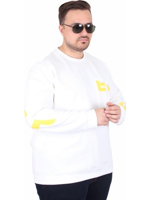 Starbattal Büyük Beden Bisiklet Yaka Sweat Double Face Pike Eo 25703 Ekru