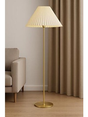 Vinner Lunora Krem Kırma Şapkalı Lambader Metal Gövde ile Modern Tasarım ve Dekoratif Aydınlatma