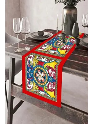 40X140CM Dokuma Leke Tutmaz Baskılı Tay Tüyü Kumaş Masa Örtüsü Dekoratif Runner Yıkanabilir