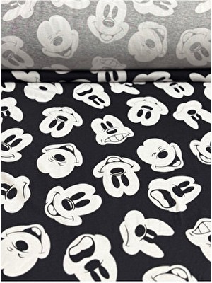 İki İplik Mickey Mouse Desenli Pamuk Süprem Kumaş 180 cm En Yumuşak ve Nefes Alabilir
