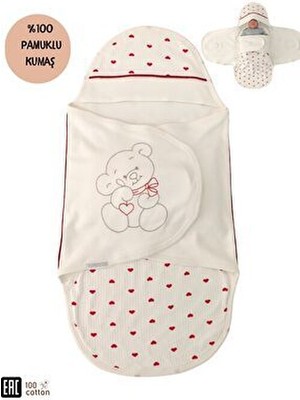 Tomuycuk %100 Pamuklu Bebek Kundak Battaniyesi Kız/Erkek 0-9 Ay Ortopedik Nakış Detaylı Düz Desenli