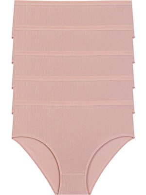 Miss Blue Moon Remzi Toktaş Kadın Fitilli Ribana Pamuklu Külot 5'li Paket 4XL Düz Desenli Örme Kumaş 5450