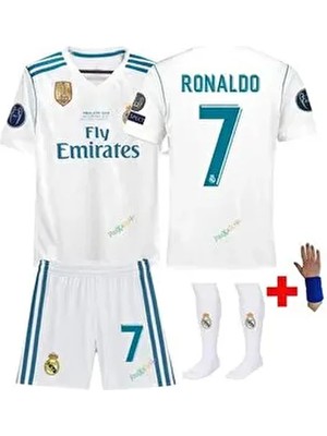 Real Madrid 2018 Ronaldo Çocuk Forması Şort Çorap Bileklik Hediyeli