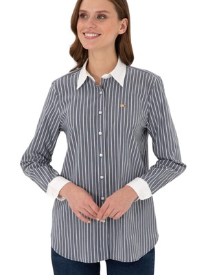 Kadın Çizgili Uzun Kollu Tunik Gömlek