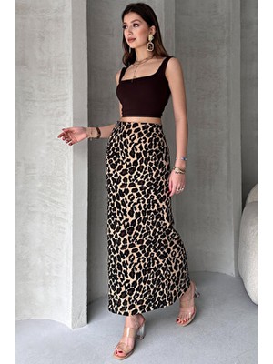 Leopar Desenli Uzun Bürümcük Kalem Etek