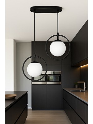 Halo Duo – Siyah Metal 2’li Cam Sarkıt Avize