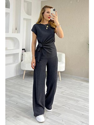 Kadın Sienna Bağlama Detaylı Krinkıl Kumaş Bluz Pantolon Takım