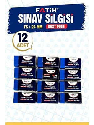 T Tuğset Etiket Fatih Mavi Sınav Silgisi İz Bırakmayan Orta Boy 12 Adet Dust-Free Kullanım İçin İdeal