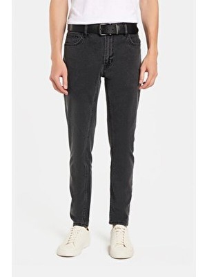 Tudors Erkek Regular Fit Esnek Yıkamalı Gri Kot Düz Paça Tapered Pantolon Günlük Rahat Kullanım