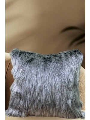 Peluş Kırlent Kılıfı - Gri