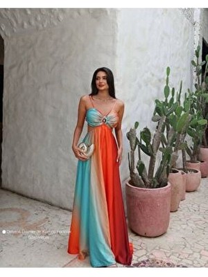 Esra Helvacı Eh Collection Sırt Dekolteli Maxi Abiye Elbise Kloş Kesim Mor Renkli
