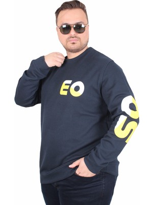 Starbattal Büyük Beden Bisiklet Yaka Sweat Double Face Pike Eo 25703 Lacıvert