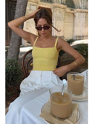 Sarı Fitilli Görünümlü Askılı Basic Atlet MG2236