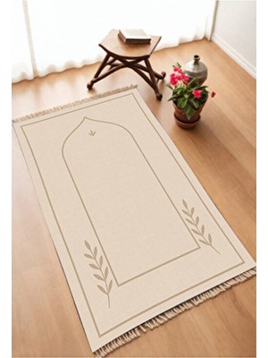 Dekoratif Dijital Baskılı Siyah Kaymaz Taban Seccade Namazlık 75X120