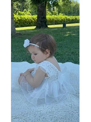 Bonita Dantelli Arkası Fiyonklu Kız Bebek Romper