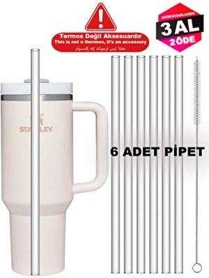 Stanley Quencher 1.18 Lt Uyumlu Kırmızı Pipet Seti – 6 Adet Pipet ve Temizlik Fırçası Hediyeli