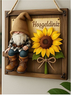 Marnello Consept “hoşgeldiniz” Yazılı Retro Tarz Ahşap Kapı Süsü – 23X23 cm – Dekoratif Duvar Süsü